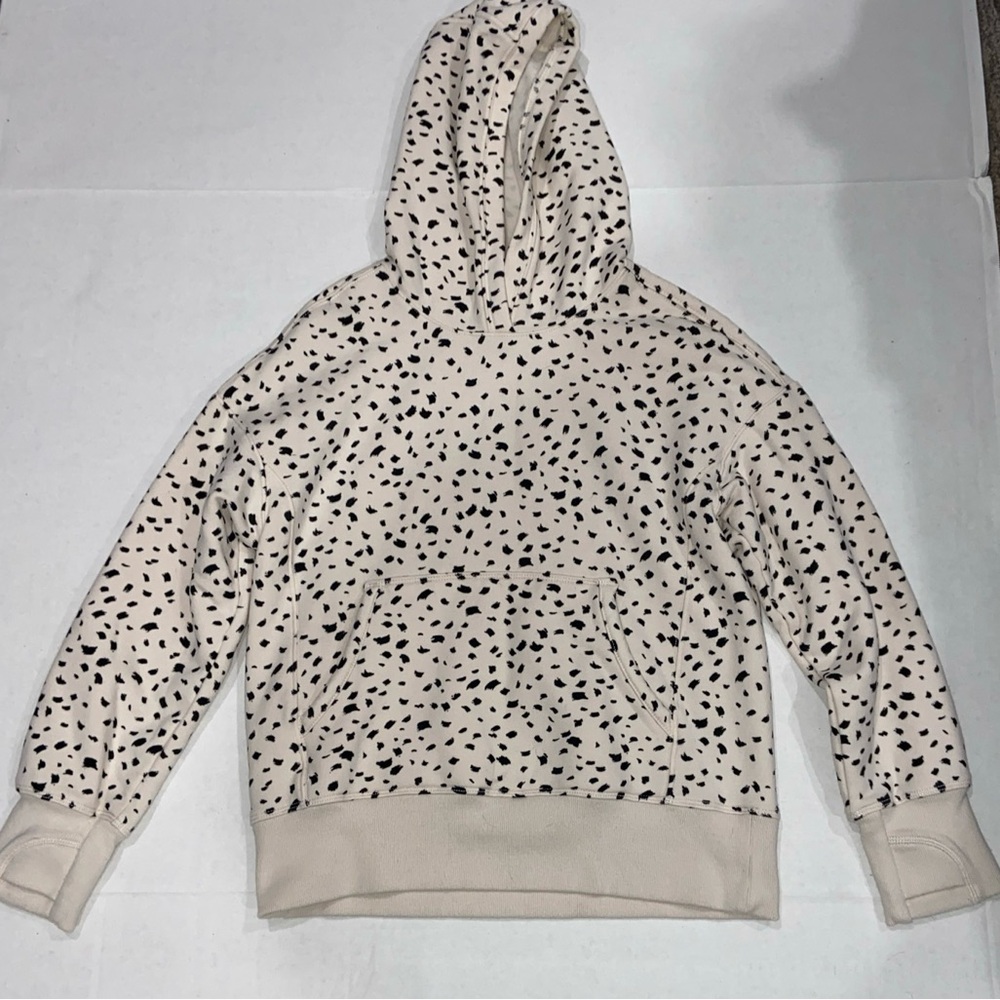 Athleta Girl Hooded Sweatshirt Polka Dot Animal Like Print Girls Size M 8/10